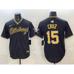Men Pittsburgh Pirates  15 Oneil Cruz Black Limited Stitched Baseball Jersey