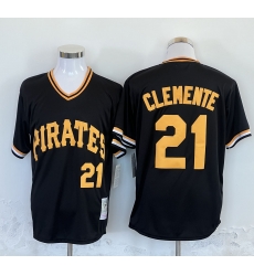 Men Pittsburgh Pirates 21 Roberto Clemente Black Stitched Baseball Jersey