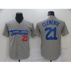 Men Santwice 21 Film Roberto Clemente Grey Base Ball Jersey