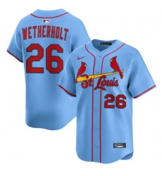 Men St Louis Cardinals 26 JJ Wetherholt Light Blue Alternate Limited Stitched Baseball Jersey Men St Louis Cardinals 26 JJ Wetherholt Light Blue Alternate Limited Stitched Baseball Jersey