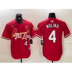 Men St  Louis Cardinals 4 Yadier Molina Red 2024 City Connect Limited Stitched Baseball Jersey