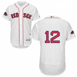 Mens Majestic Boston Red Sox 12 Brock Holt White Home Flex Base Authentic Collection 2018 World Series Jersey