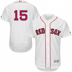 Mens Majestic Boston Red Sox 15 Dustin Pedroia White Home Flex Base Authentic Collection MLB Jersey