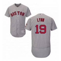 Mens Majestic Boston Red Sox 19 Fred Lynn Grey Road Flex Base Authentic Collection MLB Jersey