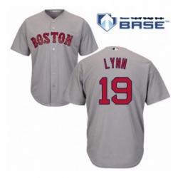 Mens Majestic Boston Red Sox 19 Fred Lynn Replica Grey Road Cool Base MLB Jersey