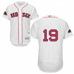 Mens Majestic Boston Red Sox 19 Jackie Bradley Jr White Home Flex Base Authentic Collection 2018 World Series Jersey