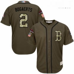 Mens Majestic Boston Red Sox 2 Xander Bogaerts Authentic Green Salute to Service 2018 World Series Champions MLB Jersey