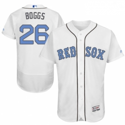 Mens Majestic Boston Red Sox 26 Wade Boggs Authentic White 2016 Fathers Day Fashion Flex Base MLB Jersey