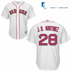 Mens Majestic Boston Red Sox 28 J D Martinez Replica White Home Cool Base MLB Jersey 