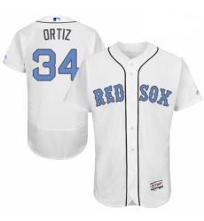 Mens Majestic Boston Red Sox 34 David Ortiz Authentic White 2016 Fathers Day Fashion Flex Base MLB Jersey