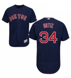 Mens Majestic Boston Red Sox 34 David Ortiz Navy Blue Alternate Flex Base Authentic Collection MLB Jersey