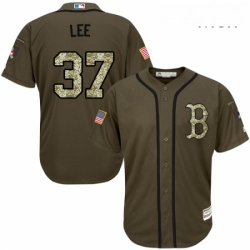 Mens Majestic Boston Red Sox 37 Bill Lee Authentic Green Salute to Service MLB Jersey