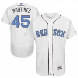 Mens Majestic Boston Red Sox 45 Pedro Martinez Authentic White 2016 Fathers Day Fashion Flex Base MLB Jersey