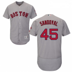 Mens Majestic Boston Red Sox 45 Pedro Martinez Grey Road Flex Base Authentic Collection MLB Jersey