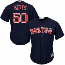 Mens Majestic Boston Red Sox 50 Mookie Betts Replica Navy Blue Alternate Road Cool Base MLB Jersey