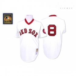 Mens Mitchell and Ness Boston Red Sox 8 Carl Yastrzemski Authentic White Throwback MLB Jersey