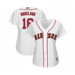 Womens Boston Red Sox 18 Mitch Moreland Authentic White 2019 Gold Program Cool Base Baseball Jersey