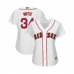 Womens Boston Red Sox 34 David Ortiz Authentic White 2019 Gold Program Cool Base Baseball Jersey