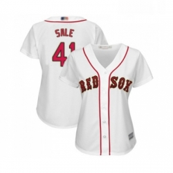 Womens Boston Red Sox 41 Chris Sale Authentic White 2019 Gold Program Cool Base Baseball Jersey