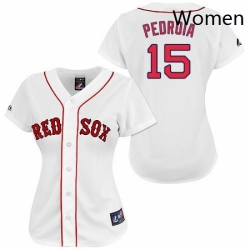 Womens Majestic Boston Red Sox 15 Dustin Pedroia Authentic White MLB Jersey