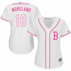 Womens Majestic Boston Red Sox 18 Mitch Moreland Authentic White Fashion MLB Jersey