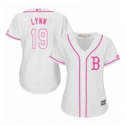 Womens Majestic Boston Red Sox 19 Fred Lynn Authentic White Fashion MLB Jersey