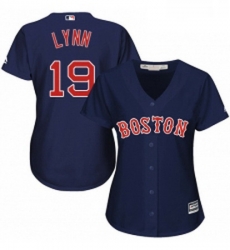 Womens Majestic Boston Red Sox 19 Fred Lynn Replica Navy Blue Alternate Road MLB Jersey