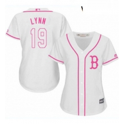 Womens Majestic Boston Red Sox 19 Fred Lynn Replica White Fashion MLB Jersey