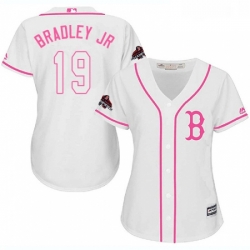 Womens Majestic Boston Red Sox 19 Jackie Bradley Jr Authentic White Fashion 2018 World Series Champions MLB Jersey 