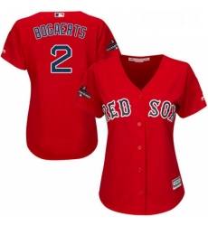 Womens Majestic Boston Red Sox 2 Xander Bogaerts Authentic Red Alternate Home 2018 World Series Champions MLB Jersey