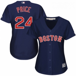 Womens Majestic Boston Red Sox 24 David Price Replica Navy Blue Alternate Road MLB Jersey