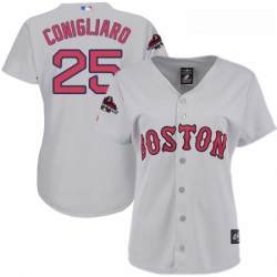 Womens Majestic Boston Red Sox 25 Tony Conigliaro Authentic Grey Road 2018 World Series Champions MLB Jersey 