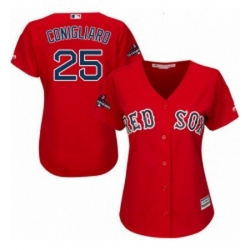 Womens Majestic Boston Red Sox 25 Tony Conigliaro Authentic Red Alternate Home 2018 World Series Champions MLB Jersey 