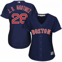 Womens Majestic Boston Red Sox 28 J D Martinez Authentic Navy Blue Alternate Road MLB Jersey 