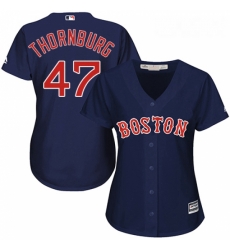 Womens Majestic Boston Red Sox 47 Tyler Thornburg Replica Navy Blue Alternate Road MLB Jersey