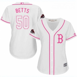 Womens Majestic Boston Red Sox 50 Mookie Betts Authentic White Fashion 2018 World Series Champions MLB Jersey