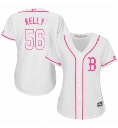 Womens Majestic Boston Red Sox 56 Joe Kelly Replica White Fashion MLB Jersey