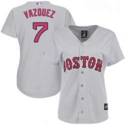 Womens Majestic Boston Red Sox 7 Christian Vazquez Replica Grey Road MLB Jersey