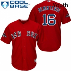 Youth Majestic Boston Red Sox 16 Andrew Benintendi Authentic Red Alternate Home Cool Base 2018 World Series Champions MLB Jersey