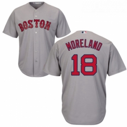 Youth Majestic Boston Red Sox 18 Mitch Moreland Replica Grey Road Cool Base MLB Jersey