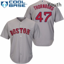 Youth Majestic Boston Red Sox 47 Tyler Thornburg Authentic Grey Road Cool Base 2018 World Series Champions MLB Jersey