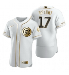 Chicago Cubs 17 Kris Bryant White Nike Mens Authentic Golden Edition MLB Jersey