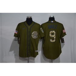 Cubs 9 Javier Baez Olive 2020 Nike Cool Base Jersey