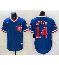 Men Chicago Cubs  14 Ernie Banks Royal 150th Anniversary Throwback Vapor Limited Stitched Baseball Jersey
