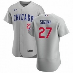 Men Chicago Cubs 27 Seiya Suzuki Grey Flex Base Stitched jersey