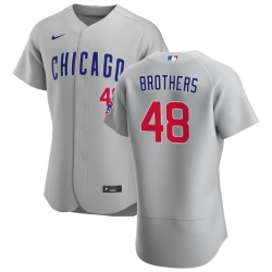 Men Chicago Cubs 48 Rex Brothers Men Nike Gray Road 2020 Flex Base Team Jersey