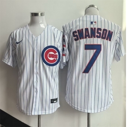 Men Chicago Cubs  7 Dansby Swanson White Home Limited Stitched Baseball Jersey