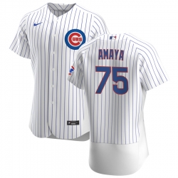 Men Chicago Cubs 75 Miguel Amaya Men Nike White Home 2020 Flex Base Player Jersey