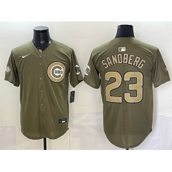 Men Chicago Cubs  Ryne Sandberg Olive 2026 Armed Forces Day Stitched Baseball Jersey