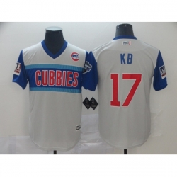 Men's Chicago Cubs #17 Kris Bryant KB Authentic White Baseball Jersey